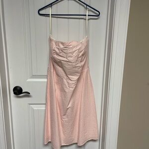 Casual Corner Strapless Coral Seersucker Dress